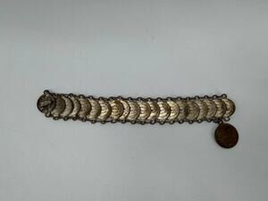 Vintage Mexican Coin Bracelet 1 Centavo 1951 Cinco Centavos Charm Plateado